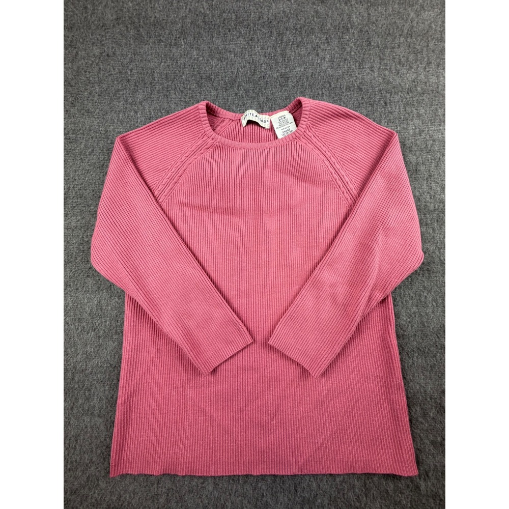 White Stag Ribbed Knit Sweater Womens Sโ 4/6 Pink Raglan Sleeve Crew Neck